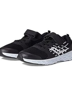 Size 11 Wide kids Saucony Black and White Athletic Sneakers with Velcro Closure